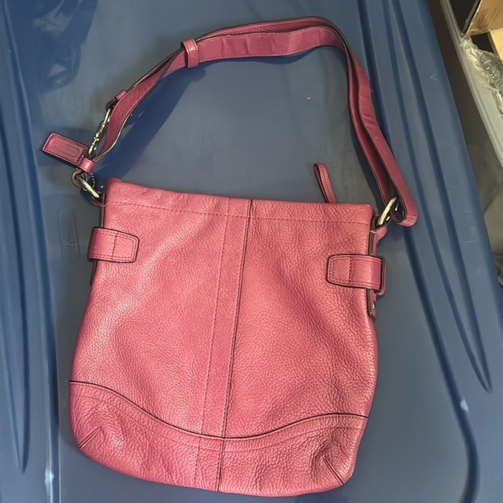 EUC *Coach* Fuscia Magenta BARBIE Pink Leather Handbag - Picture 3 of 12